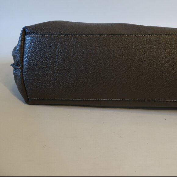 Womens Sundance Brown-Taupe Pebbled Leather Hobo Shoulder Satchel Handbag * - Picture 7 of 11